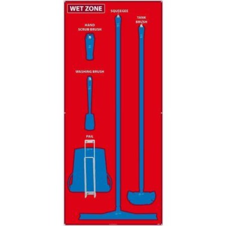 NMC National Marker Wet Zone Shadow Board, Red/Blue, 68 X 30, Aluminum - SB111AL SB111AL